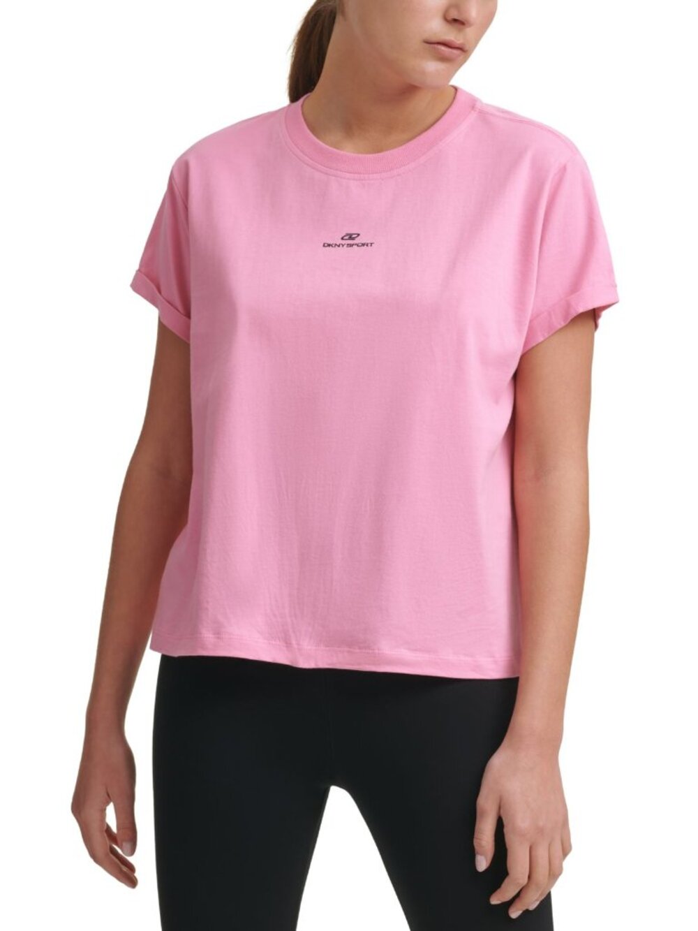 DKNY Womens Activewear Sport Cotton Logo T-Shirt